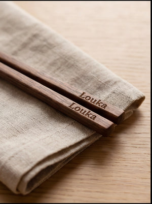 Handgemaakt Gepersonaliseerd Premium Jarrah Sushi-Stokjes – Luxe Cadeau Set