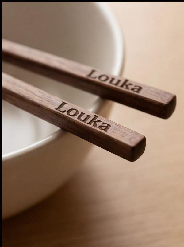 Handgemaakt Gepersonaliseerd Premium Jarrah Sushi-Stokjes – Luxe Cadeau Set